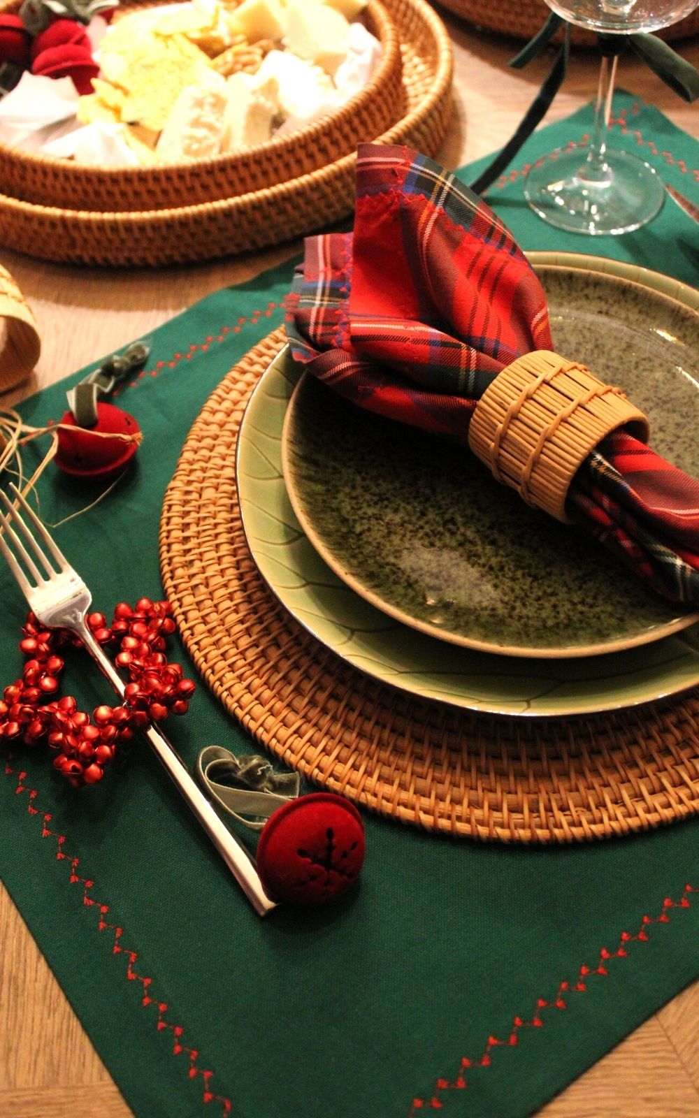 Green Plaid Amerikan Servis Seti
